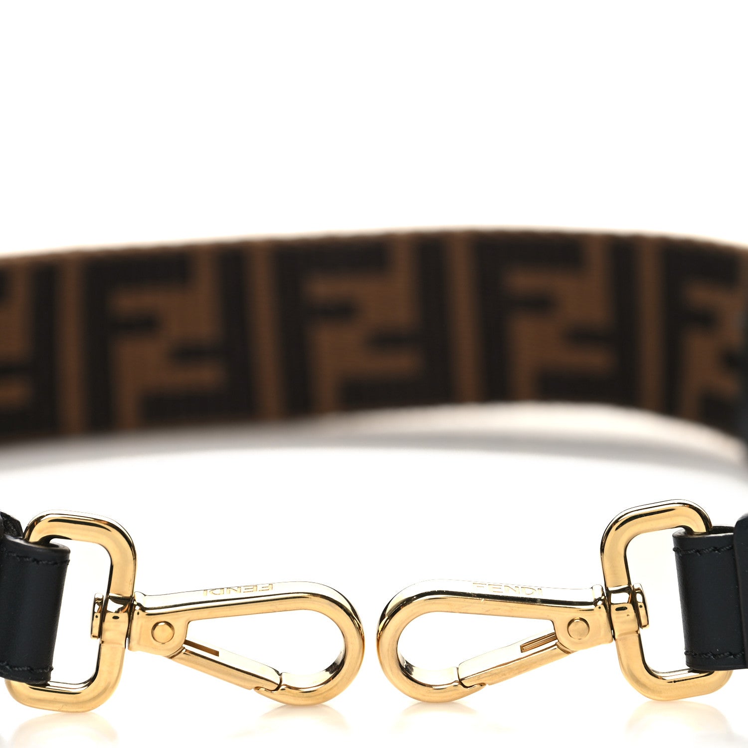 Fendi Jacquard Ribbon Vitello King FF Adjustable Strap You Fango Marrone Black 3 of 5