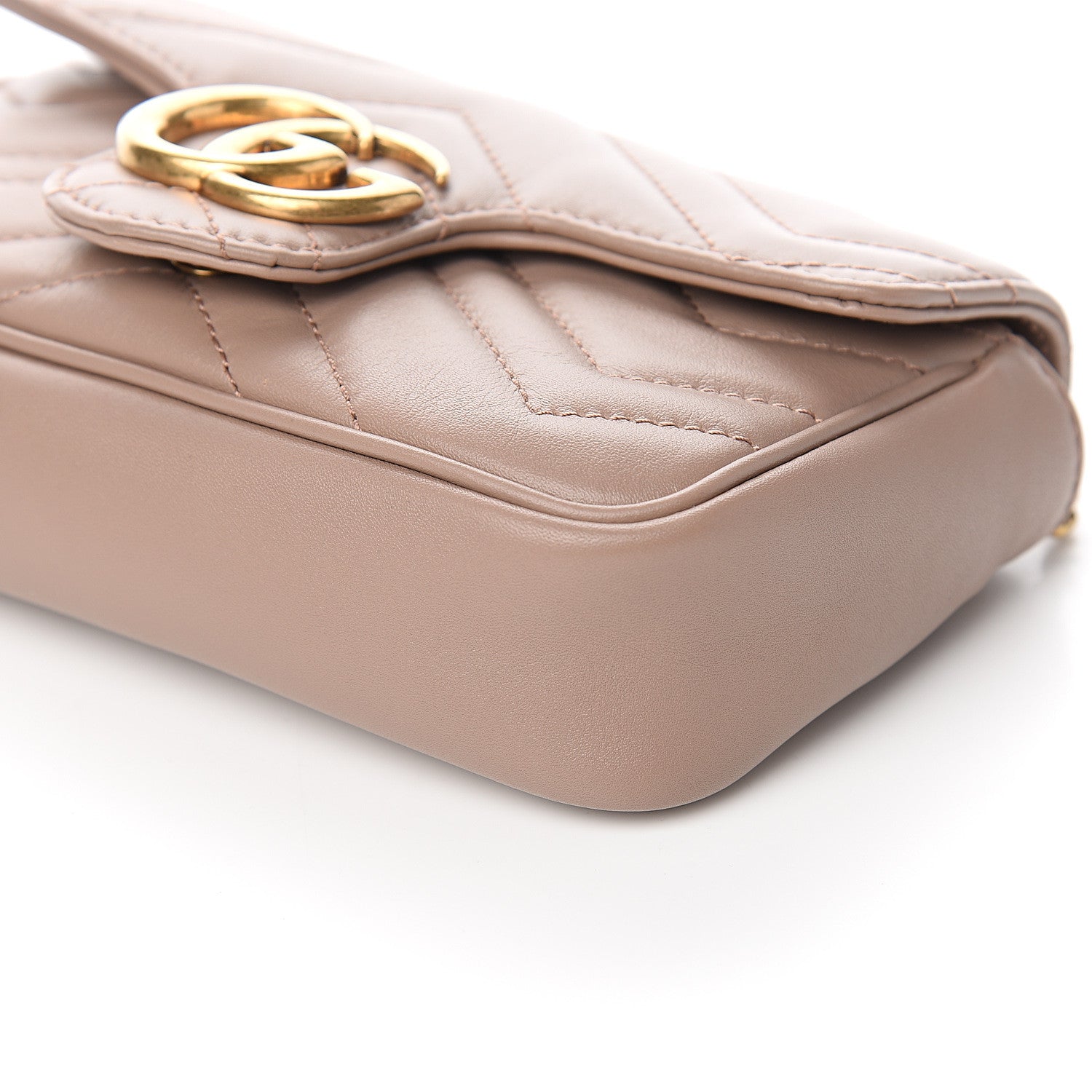 Gucci Calfskin Matelasse Super Mini GG Marmont Shoulder Bag Porcelain Rose 8 of 9