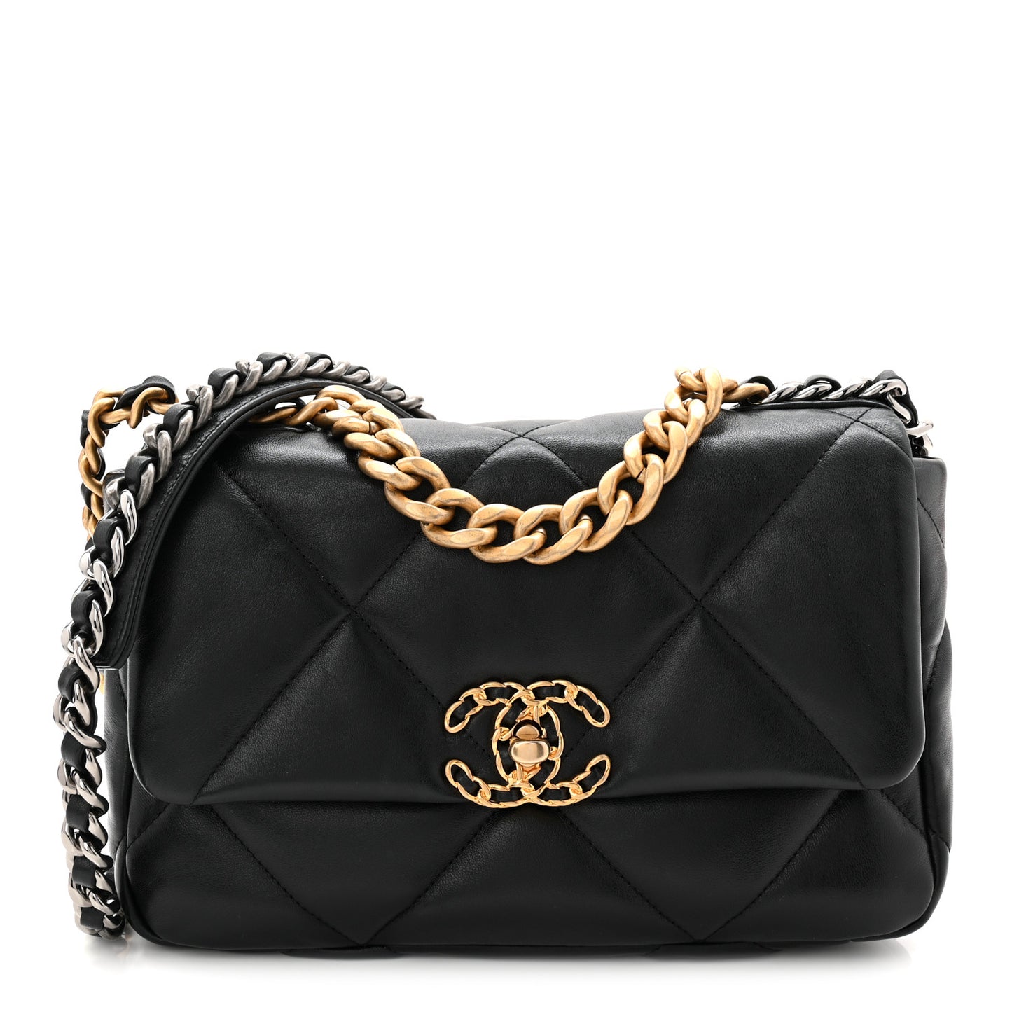 Lambskin Quilted Medium Chanel 19 Flap Black