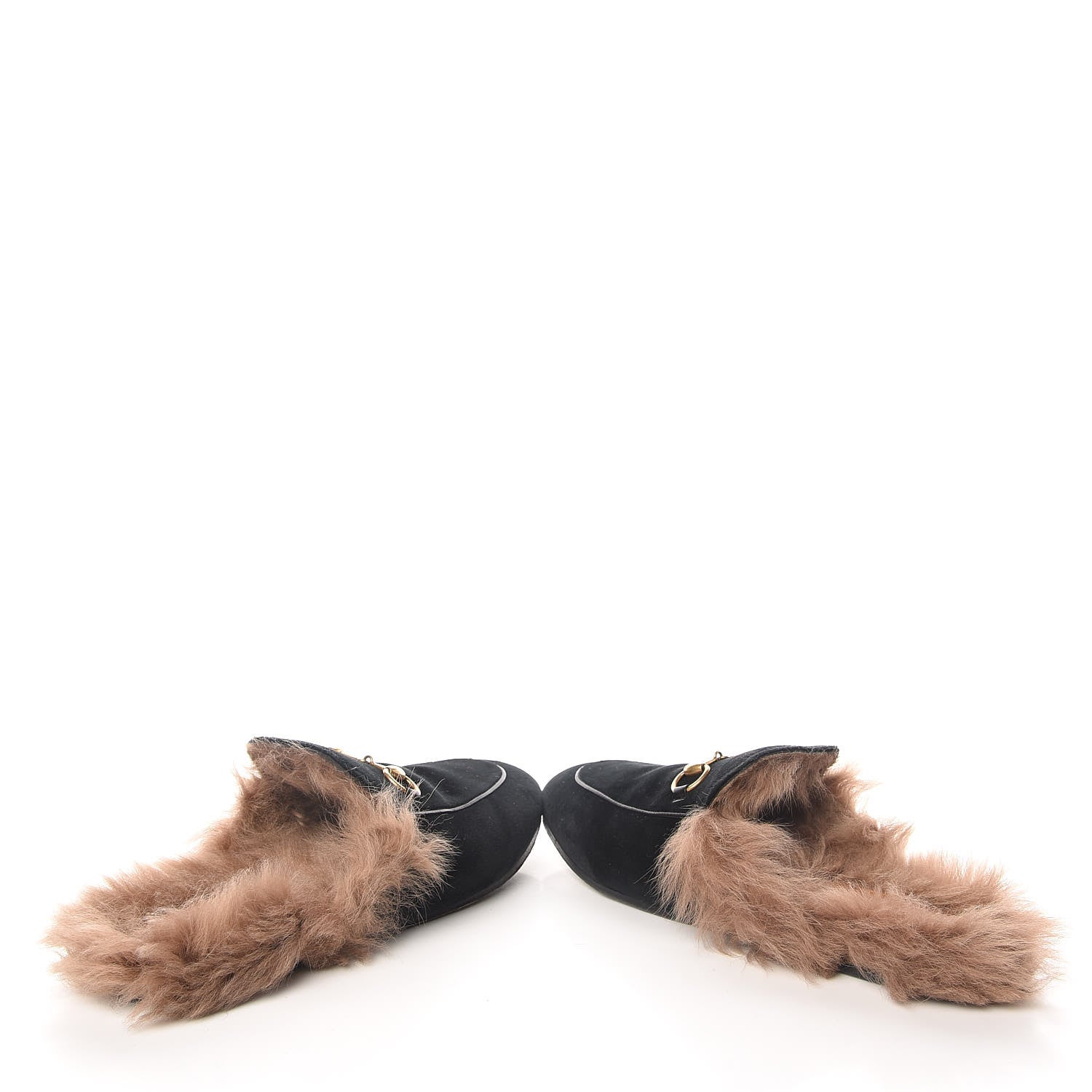 Gucci Velvet Fur Womens Princetown Slippers 37 Black 6 of 10