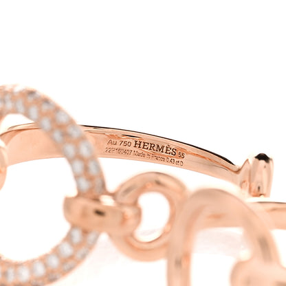 Hermes 18K Rose Gold Diamond GM Filet d'Or Double Ring 54 7 4 of 5