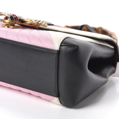 Gucci Calfskin Bamboo Trapuntata Queen Margaret Top Handle Bag Blue Agata Hibiscus Red Mystic White Sugar Pink 8 of 11