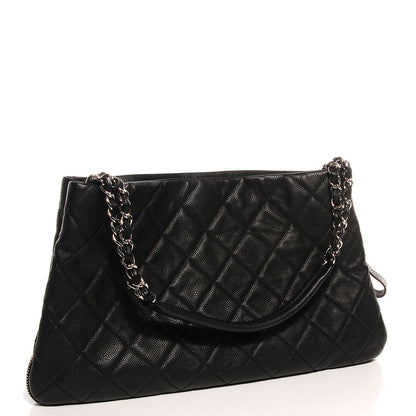 Chanel Caviar Expandable Zip Shoulder Bag Black 3 of 8