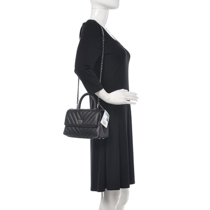 Chanel Caviar Chevron Quilted Mini Coco Handle Flap Black 3 of 11