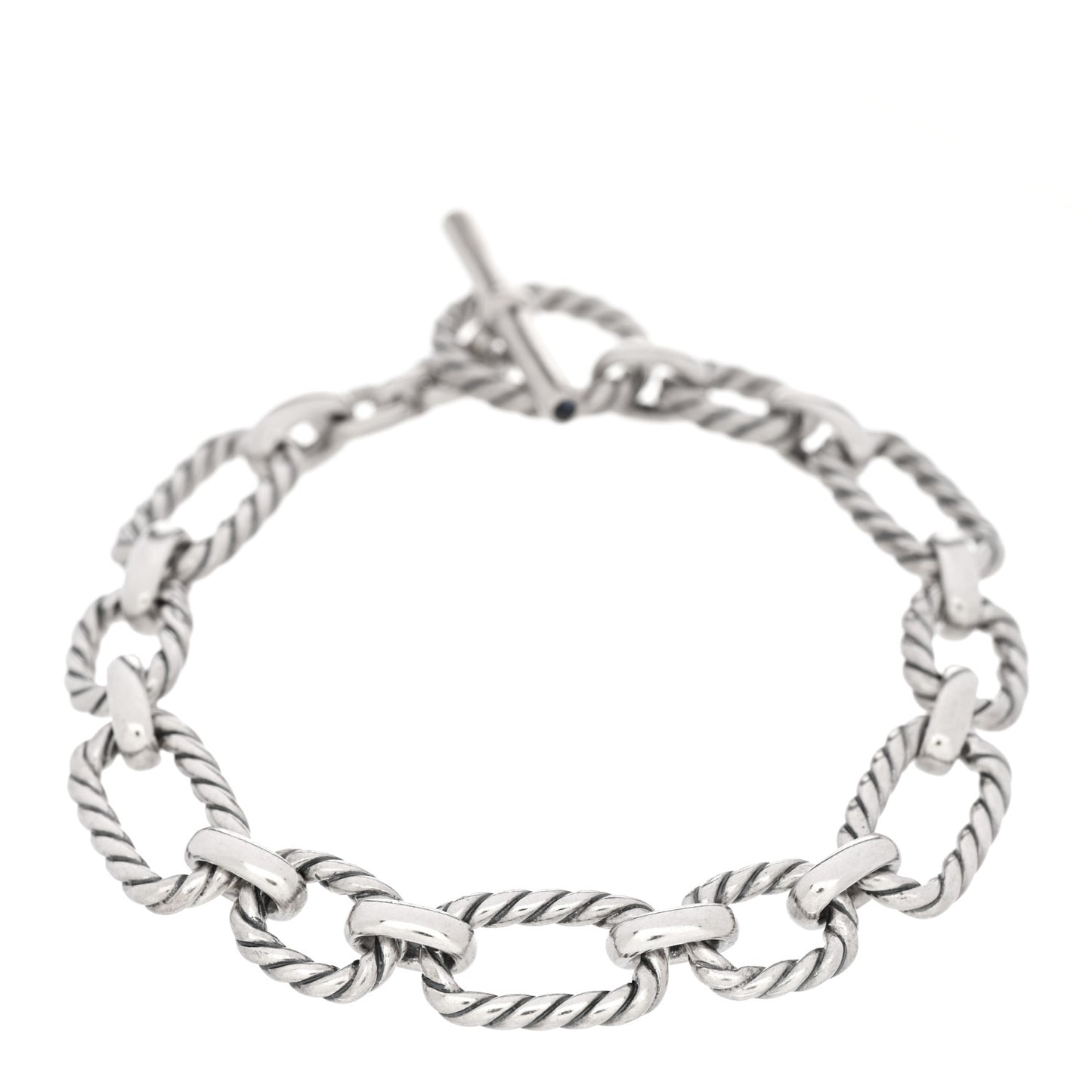 Sterling Silver Blue Sapphire 9.5mm Cushion Link Bracelet
