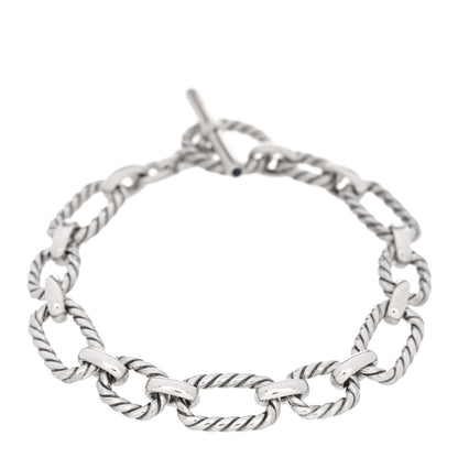 David Yurman Sterling Silver Blue Sapphire 9.5mm Cushion Link Bracelet 1 of 3