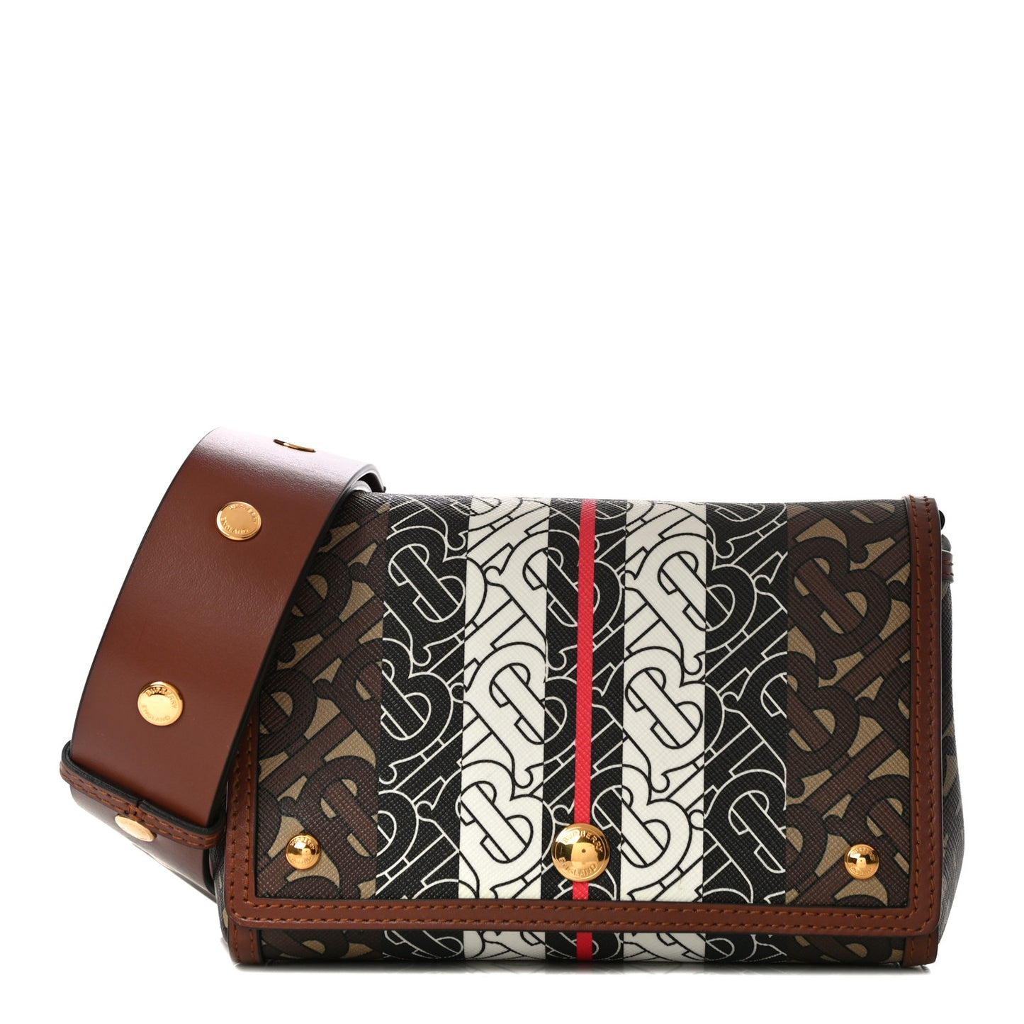 E-Canvas Monogram Stripe Hackberry Crossbody Bag Bridle Brown