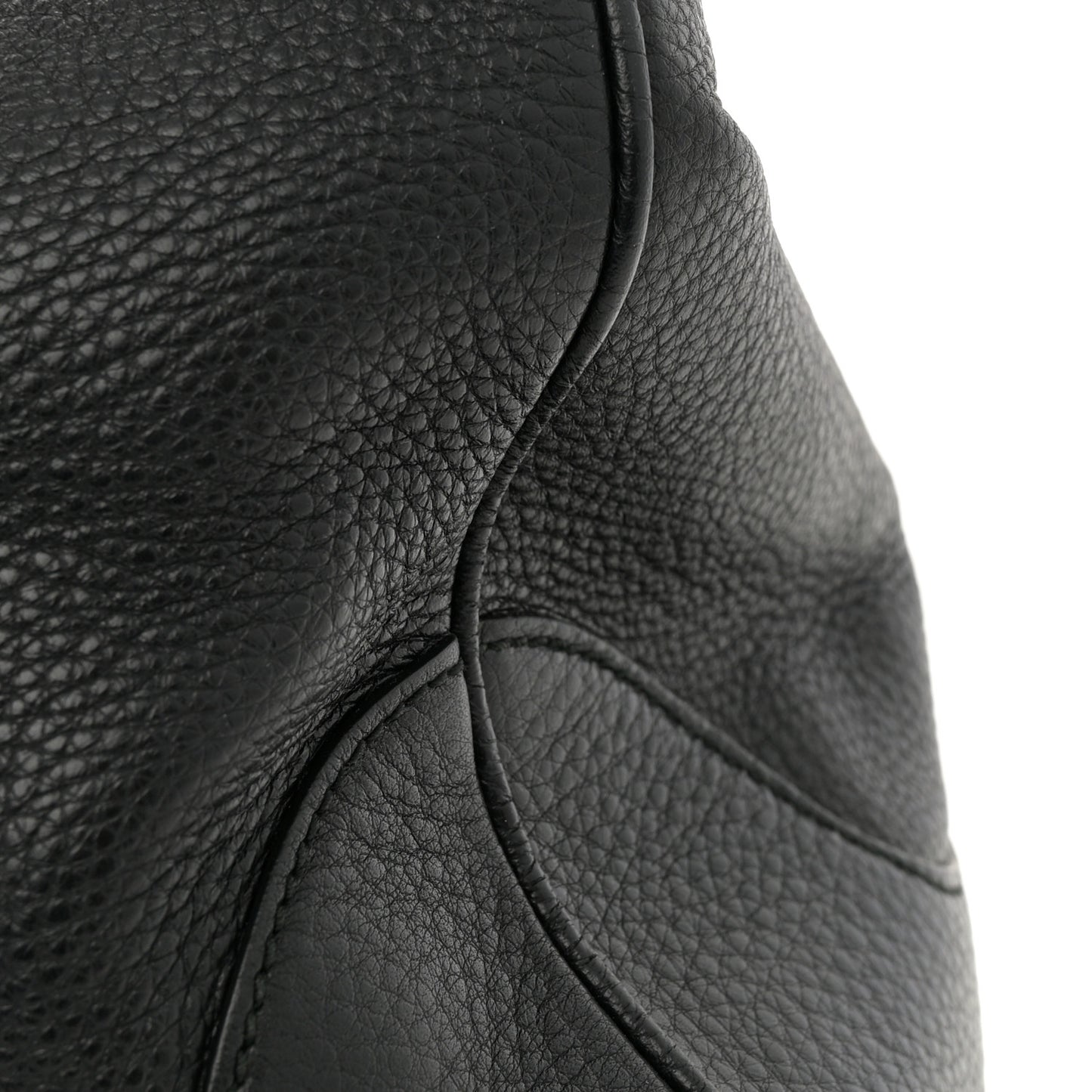 Grained Calfskin Medium Diana Bamboo Top Handle Tote Black