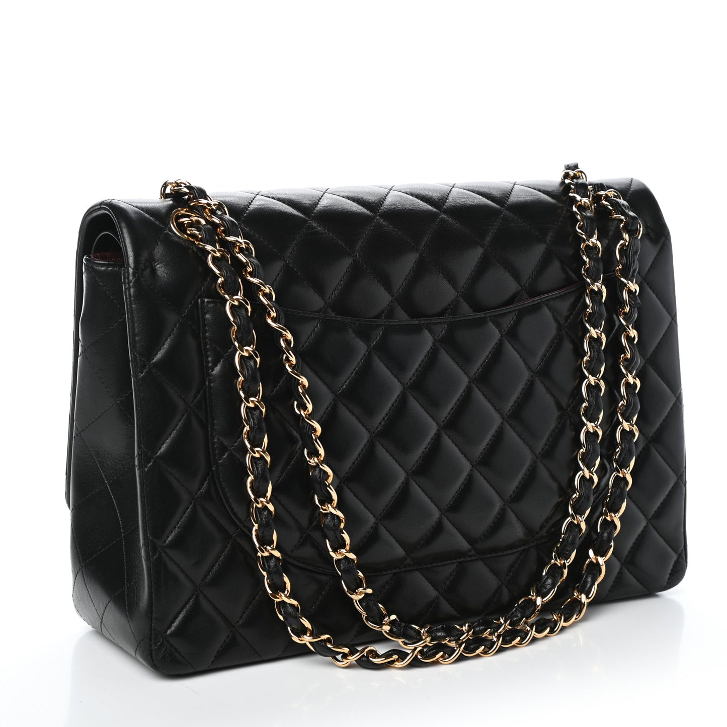 Lambskin Quilted Maxi Double Flap Black