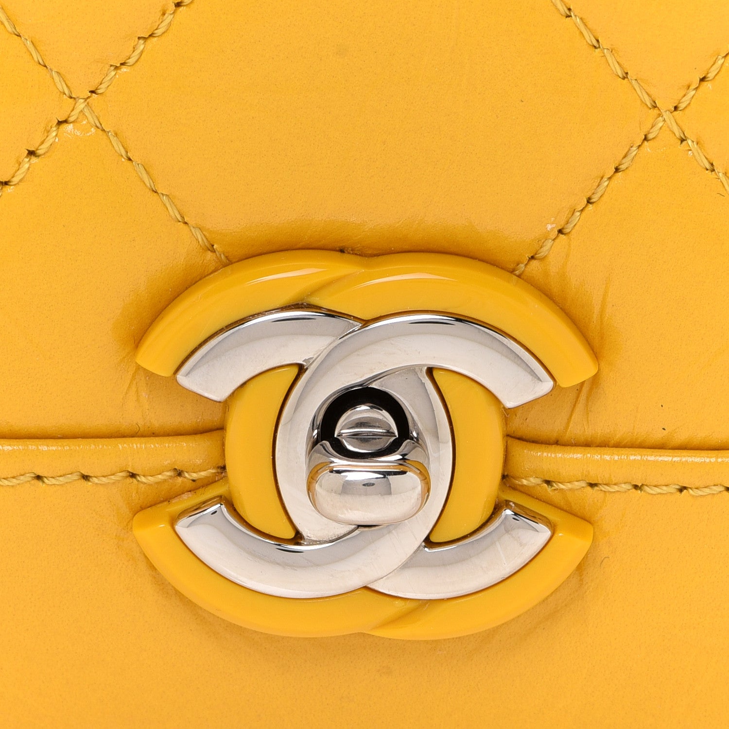 Chanel Shiny Aged Calfskin Quilted Flap Yellow 7 of 9
