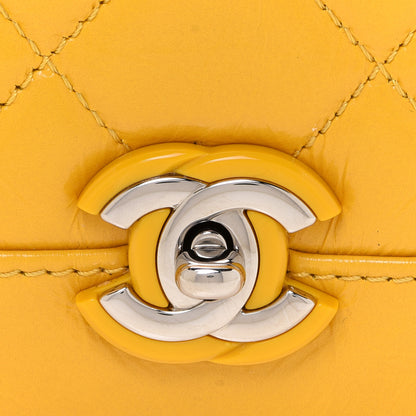 Chanel Shiny Aged Calfskin Quilted Flap Yellow 7 of 9