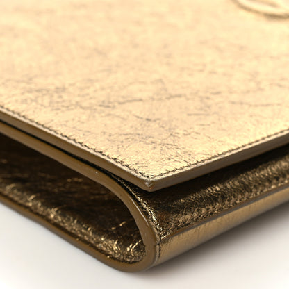 Saint Laurent Metallic Textured Calfskin Monogram Large Belle De Jour Clutch Gold 8 of 10
