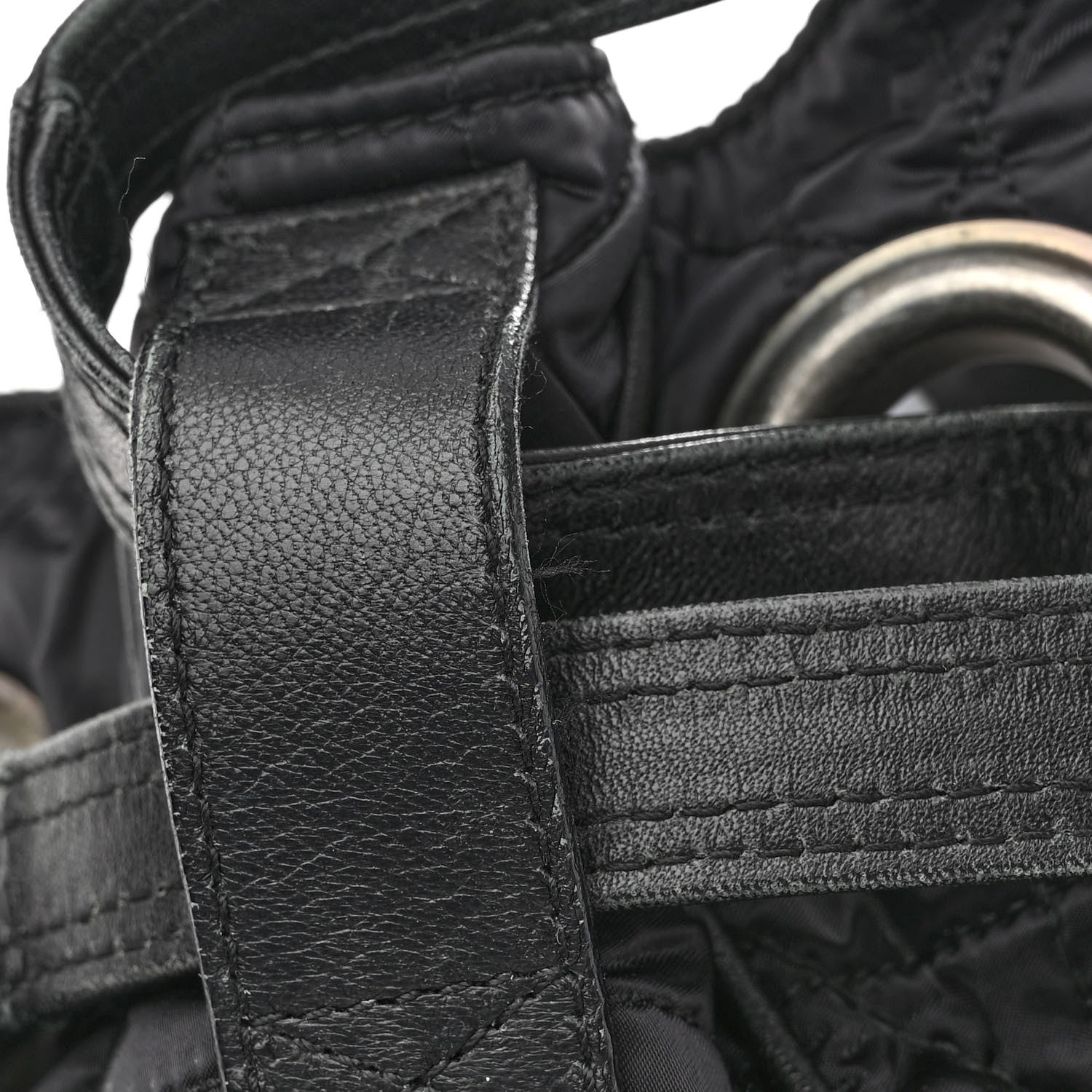 Christian Dior Nylon Cannage Drawstring Bag Black 10 of 11