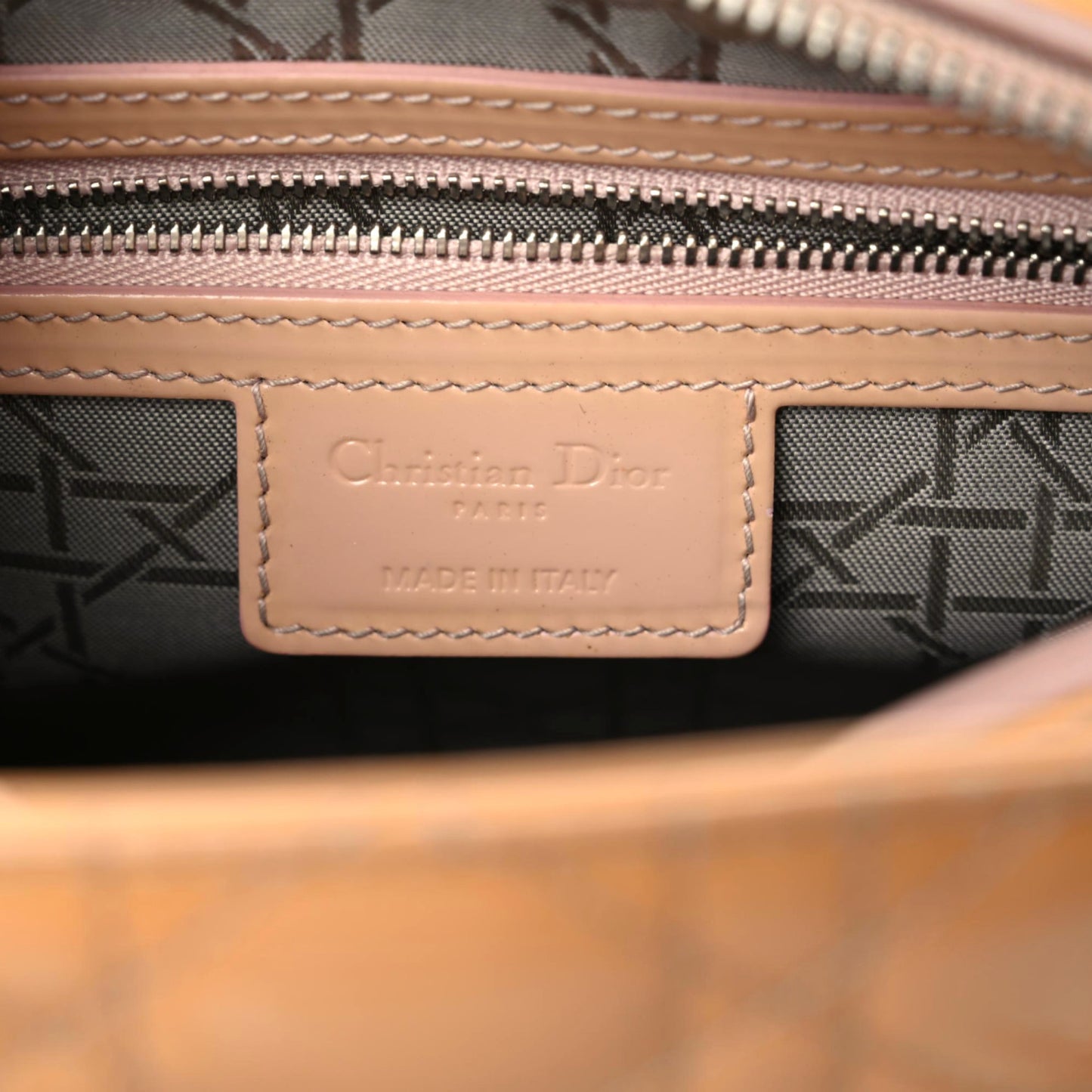 Patent Cannage Medium Lady Dior Beige