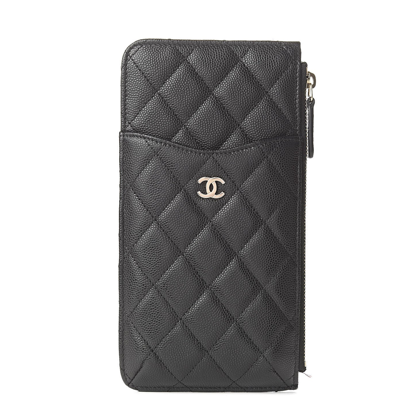 Caviar Quilted Classic Flat Wallet Pouch Black