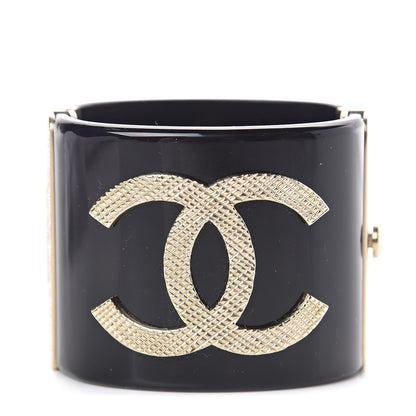 Chanel Resin CC Cuff Black Gold 1 of 5