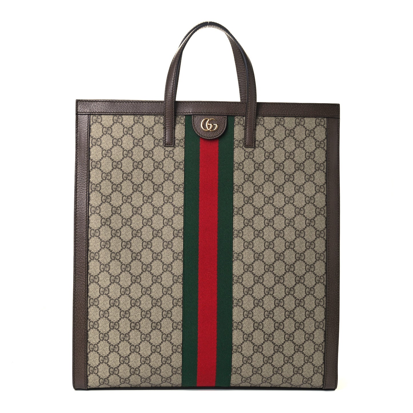 GG Supreme Monogram Web Ophidia Vertical Tote Brown