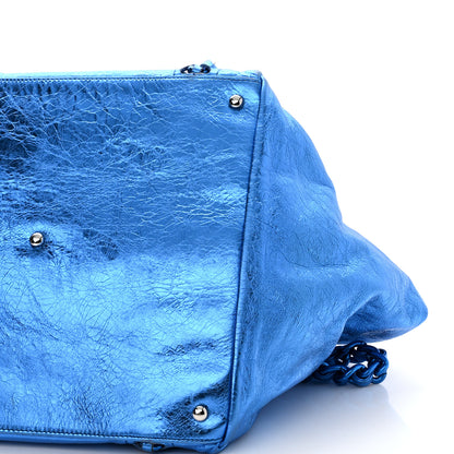 Chanel Metallic Cracked Calfskin Modern Chain Tote Blue 10 of 11