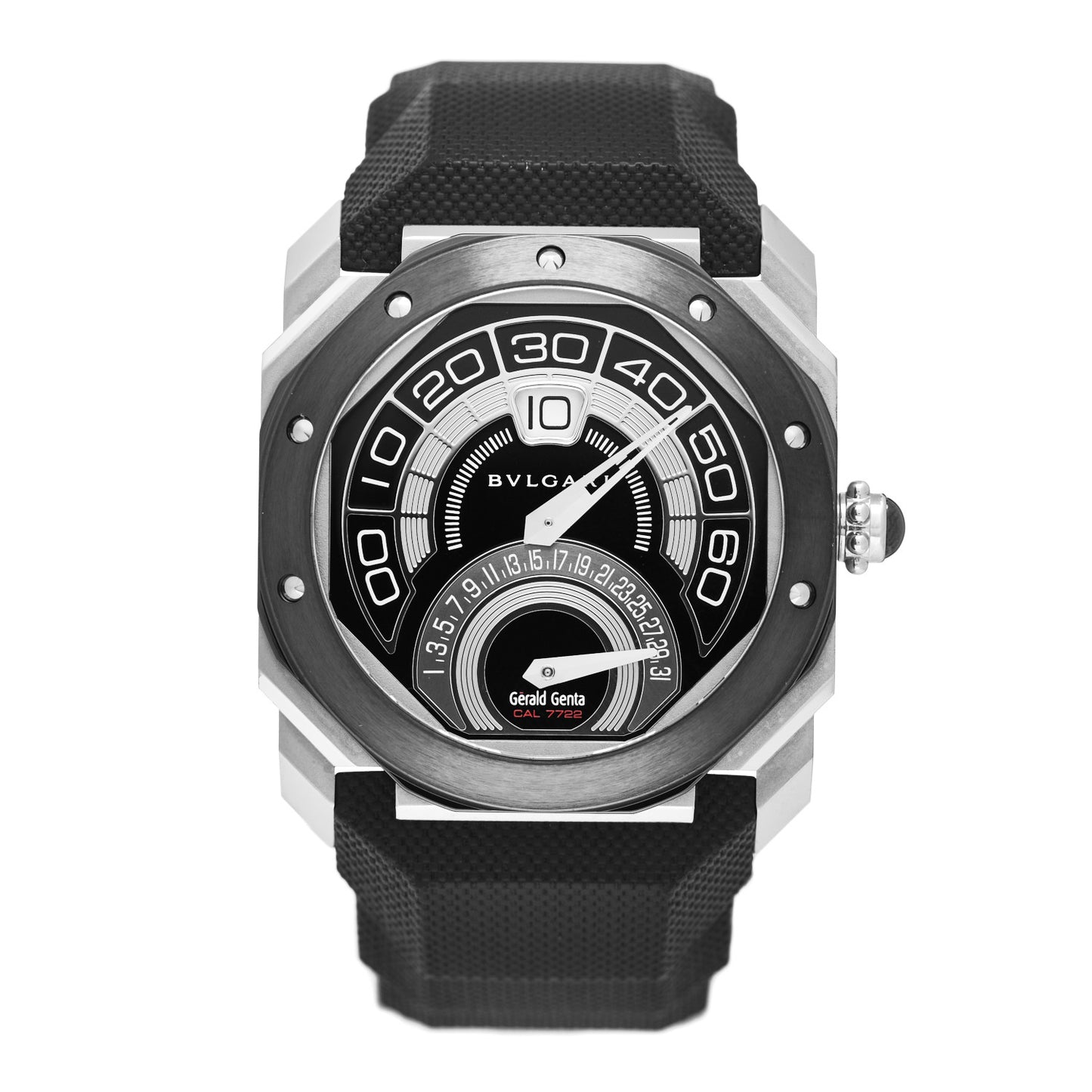 Stainless Steel Ceramic Rubber 43mm Octo Bi-Retro Gerald Genta Automatic Watch Black