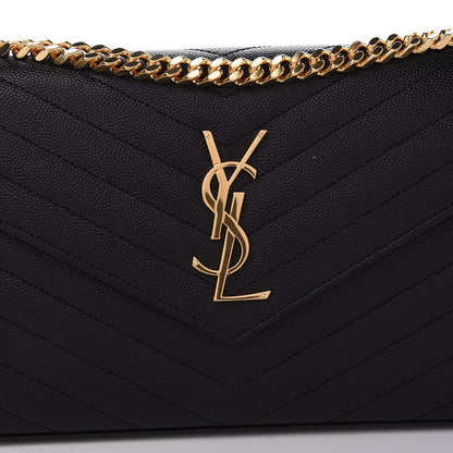 Saint Laurent Grain De Poudre Matelasse Chevron Monogram Chain Wallet Black 9 of 10