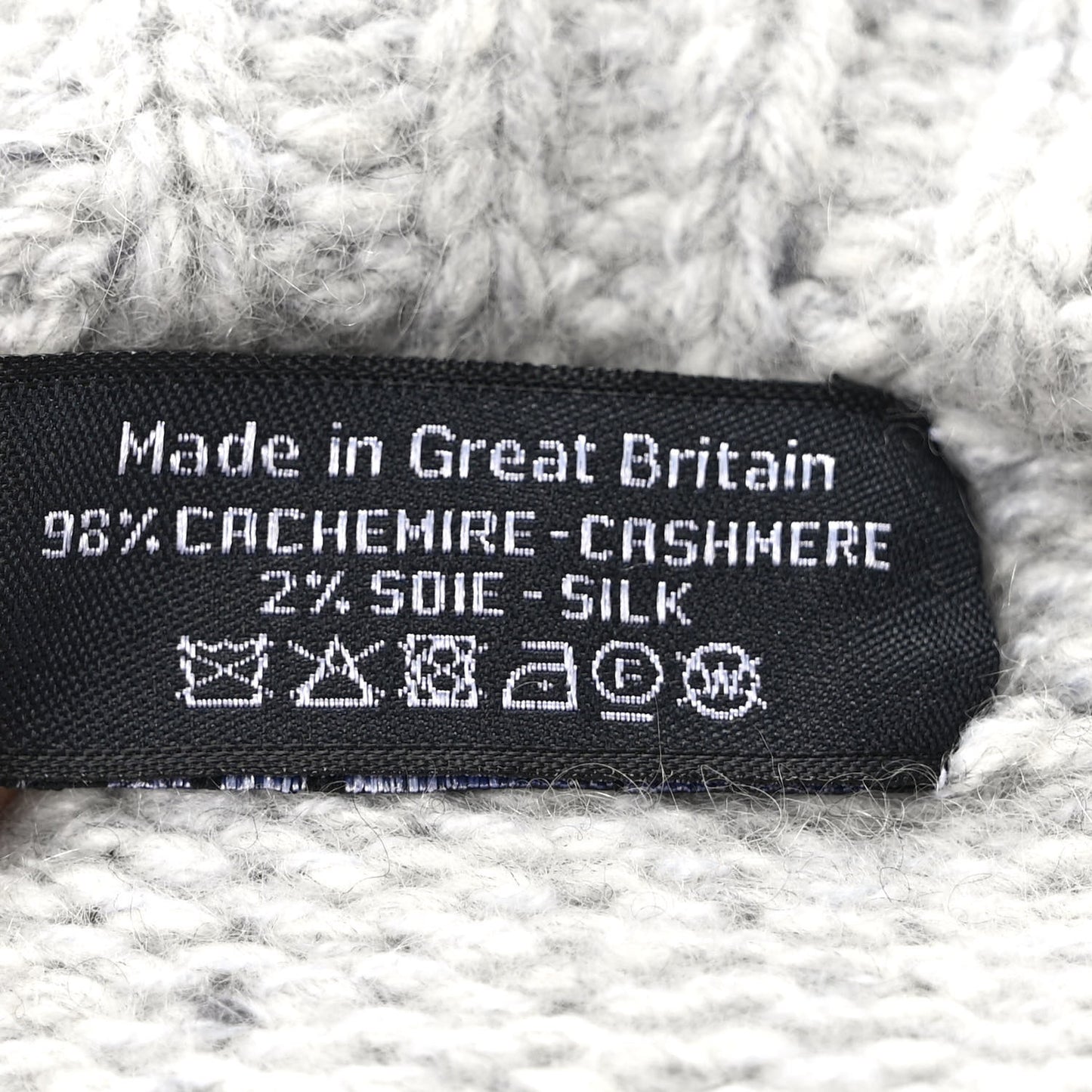 Cashmere Silk CC Beanie Hat Grey Ecru