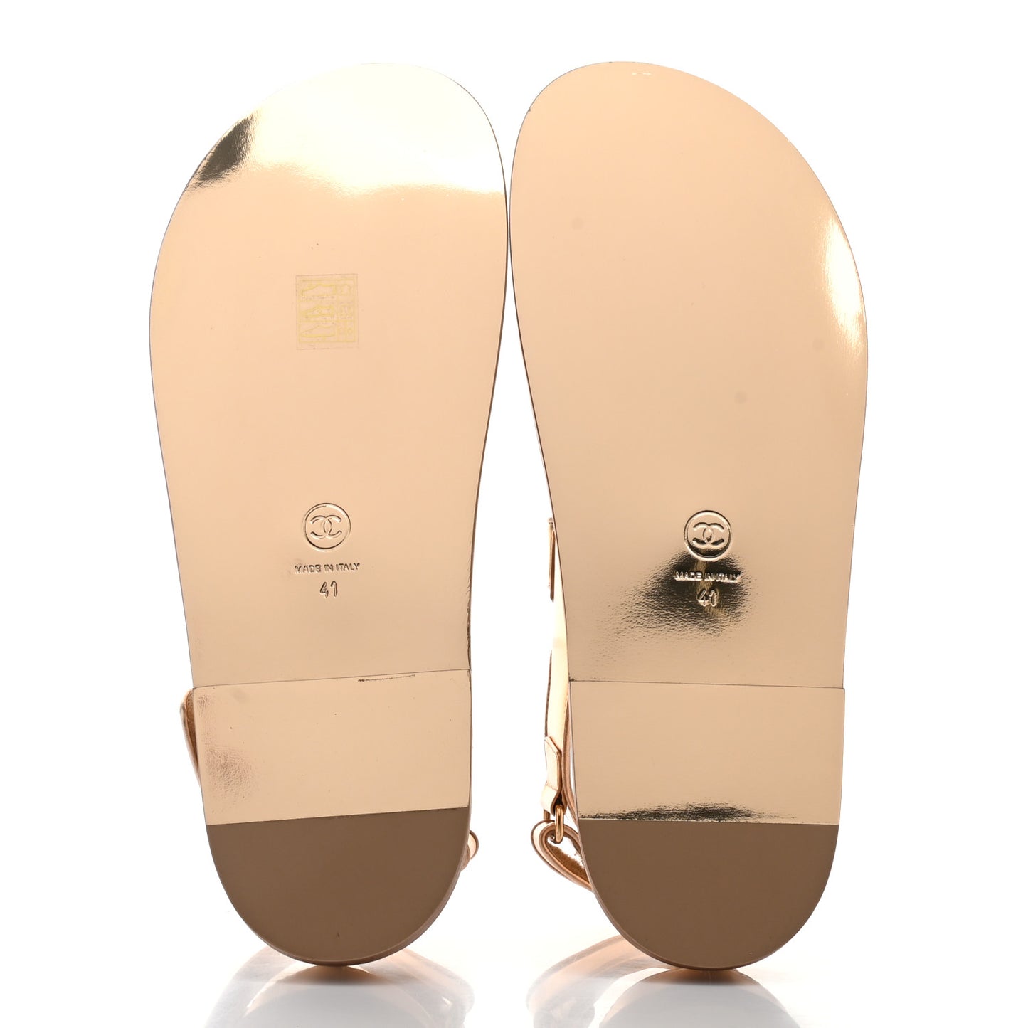 Metallic Laminated Calfskin Velcro Dad Sandals 41 Golden