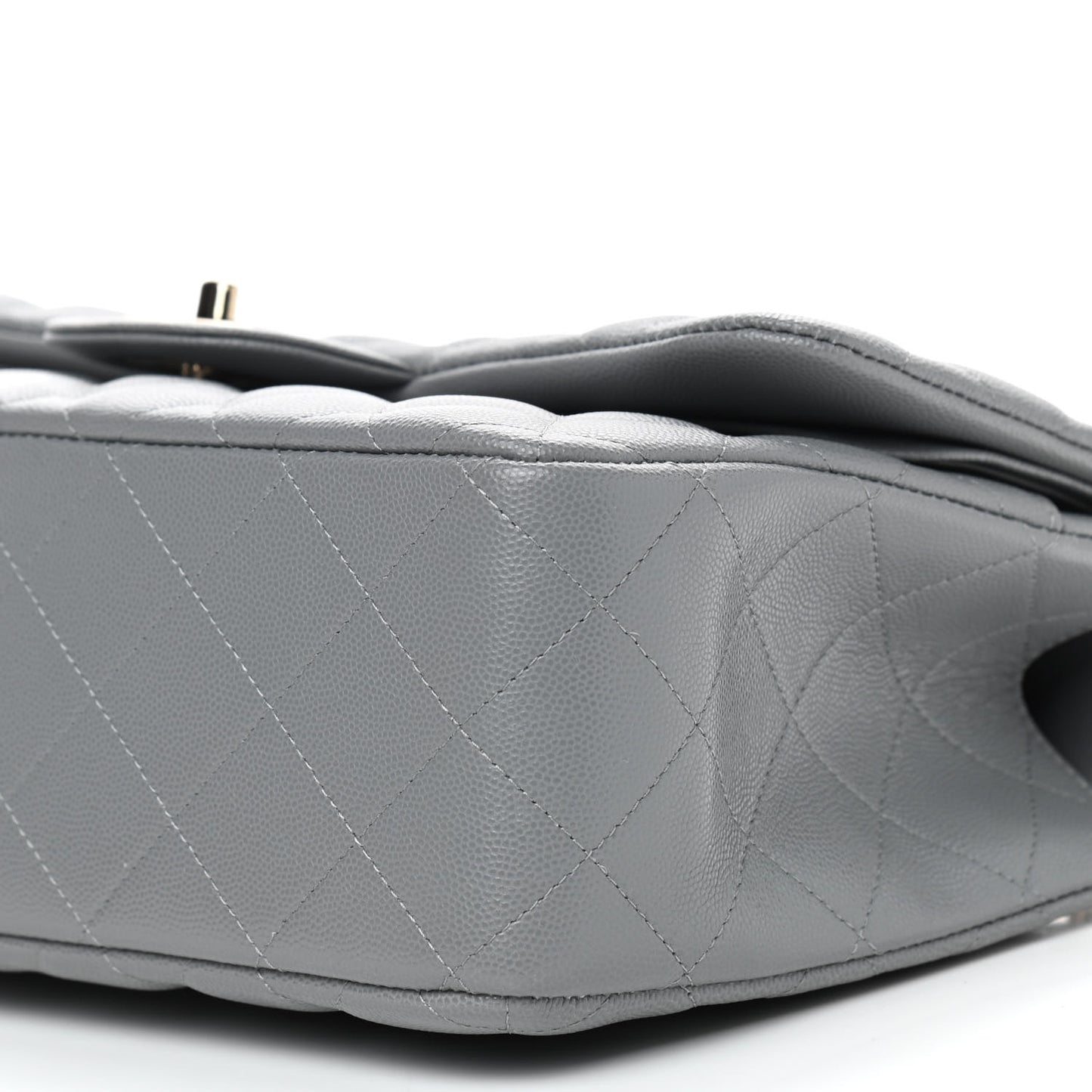 Caviar Quilted Jumbo Double Flap Grey