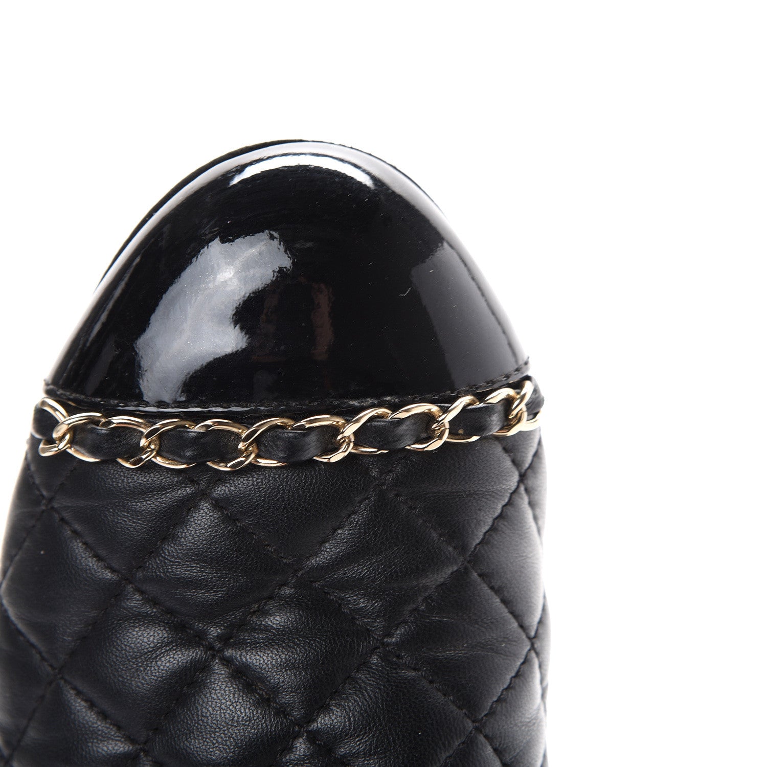 Chanel Lambskin Patent Quilted Chain Mules 38 Black 15 of 16