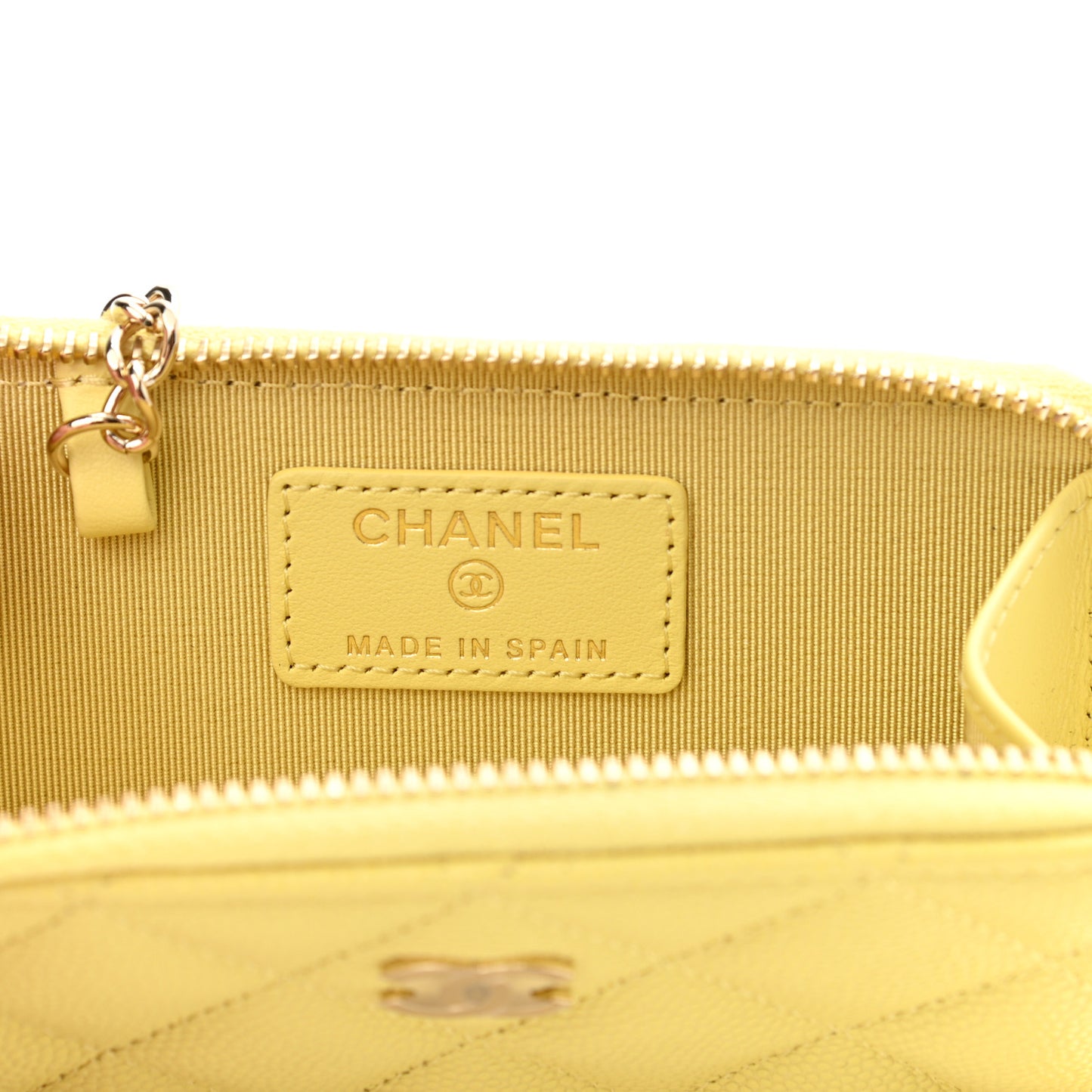 Caviar Quilted Zipped Key Holder Case Yellow