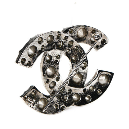 Chanel Crystal Large CC Brooch Silver 3 of 4