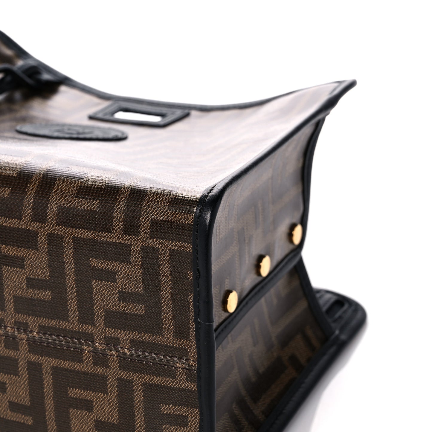 Glazed Fabric Vitello Century FF 1974 Stamp Patch Mini Peekaboo Defender Cover Mogano Panna Black