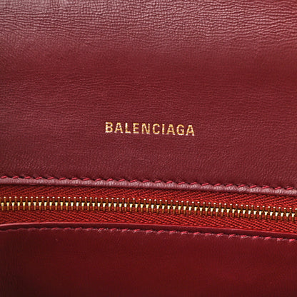 Balenciaga Shiny Calfskin Crocodile Embossed Small Hourglass Top Handle Bag Dark Red 6 of 7