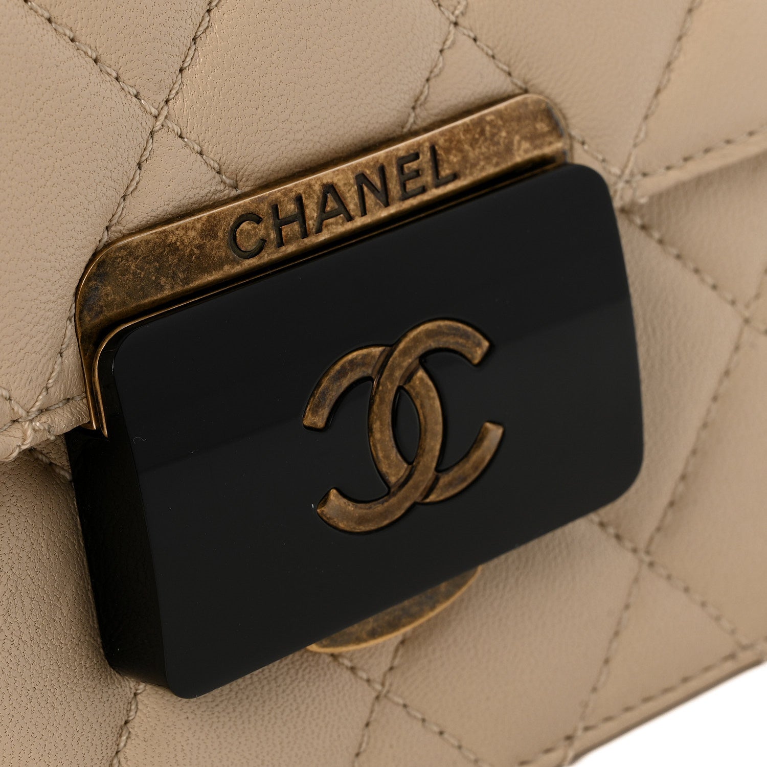 Chanel Sheepskin Quilted Large Beauty Lock Flap Beige 14 of 17