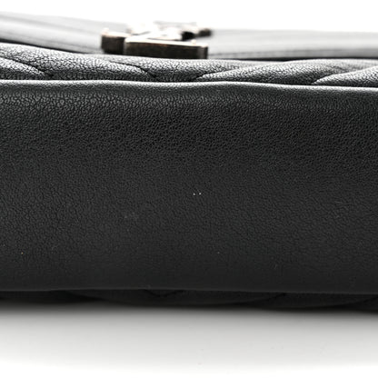 Saint Laurent Sheepskin Matelasse Chevron Monogram Medium College Bag Black 11 of 11
