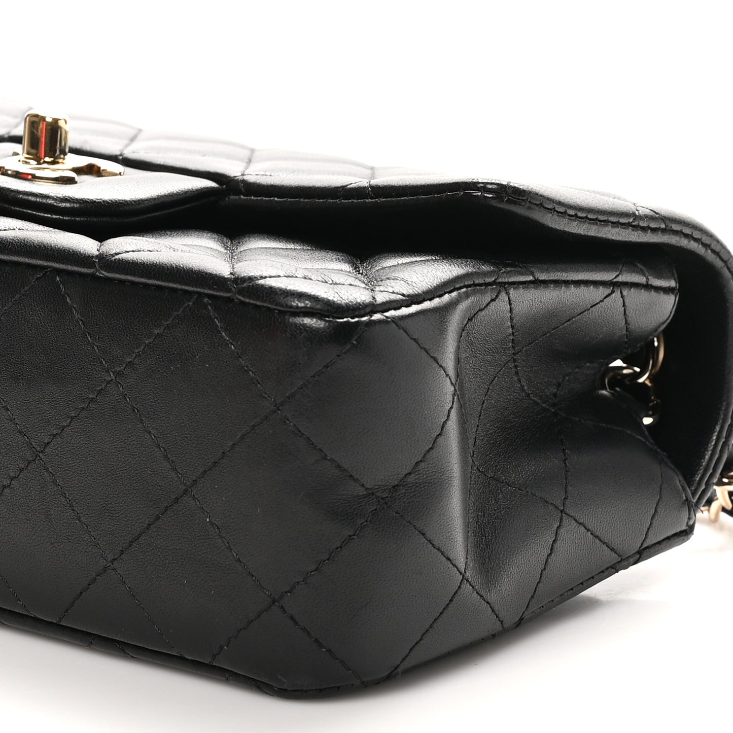 Lambskin Quilted Mini Rectangular Flap Black