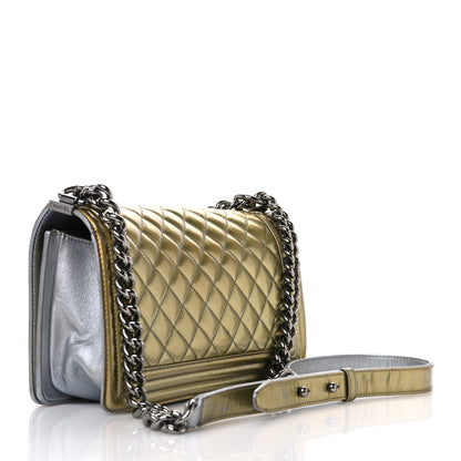 Chanel Metallic Patent Calfskin Quilted Medium Boy Flap Silver 3 of 15