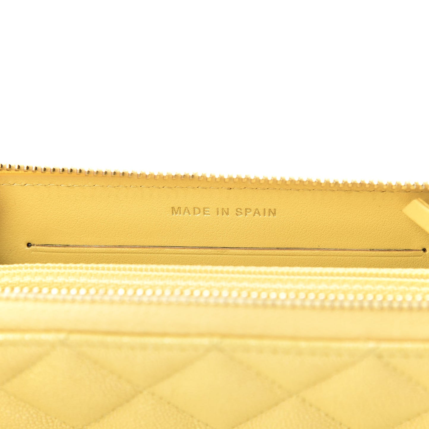 Iridescent Caviar Quilted Medium Zip Around Wallet Yellow