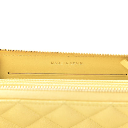 Chanel Iridescent Caviar Quilted Medium Zip Around Wallet Yellow 7 of 11
