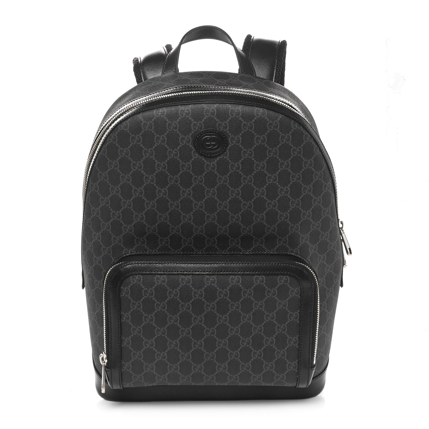 GG Supreme Monogram Textured Calfskin Retro Interlocking G Backpack Black