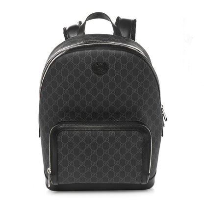 Gucci GG Supreme Monogram Textured Calfskin Retro Interlocking G Backpack Black 1 of 10
