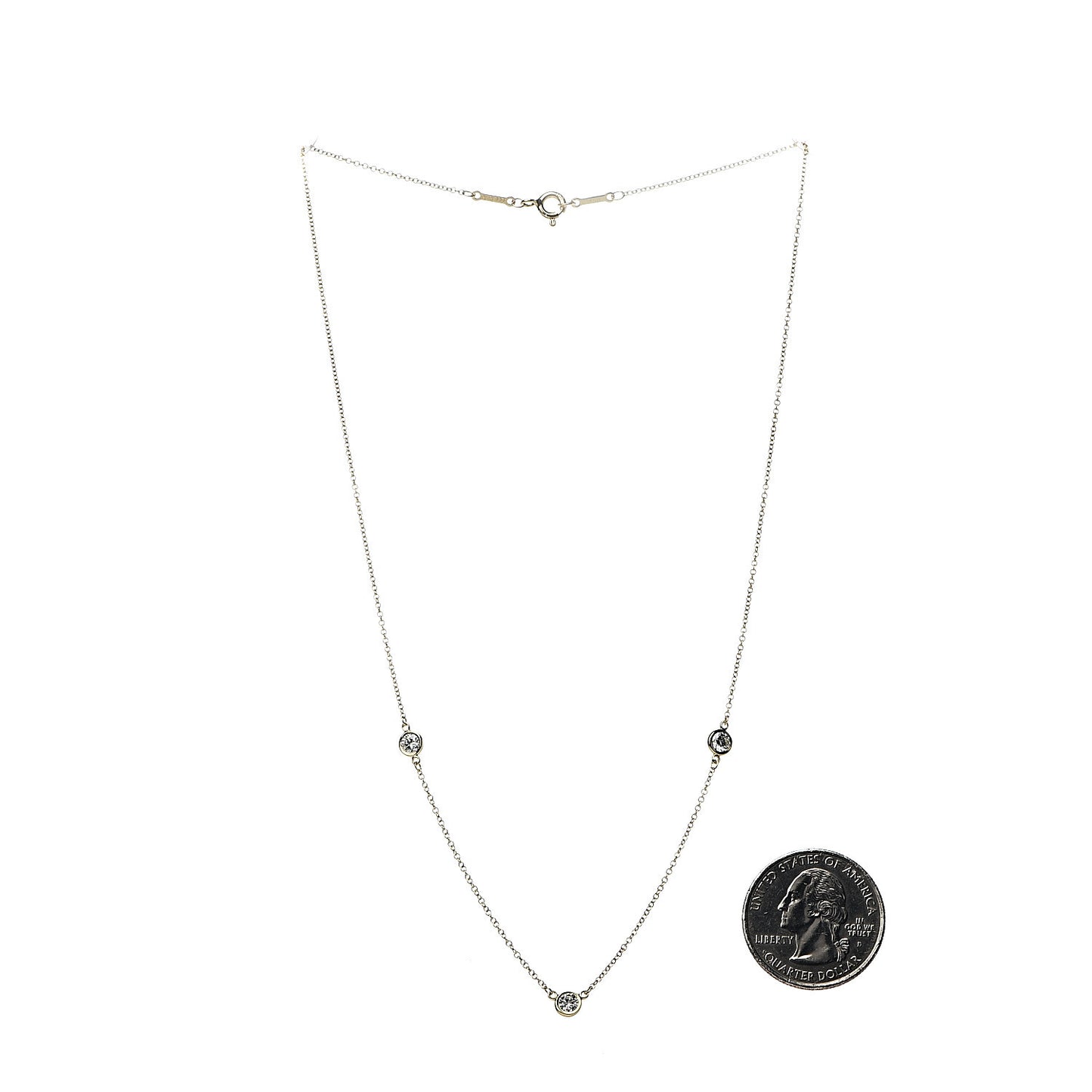 18K Yellow Gold 3 Station Diamonds by the Yard Necklace