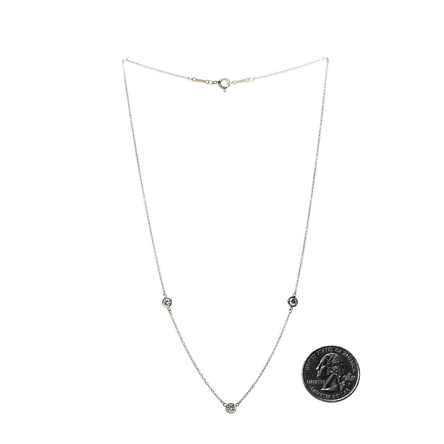 Tiffany 18K Yellow Gold 3 Station Diamonds by the Yard Necklace 3 of 6