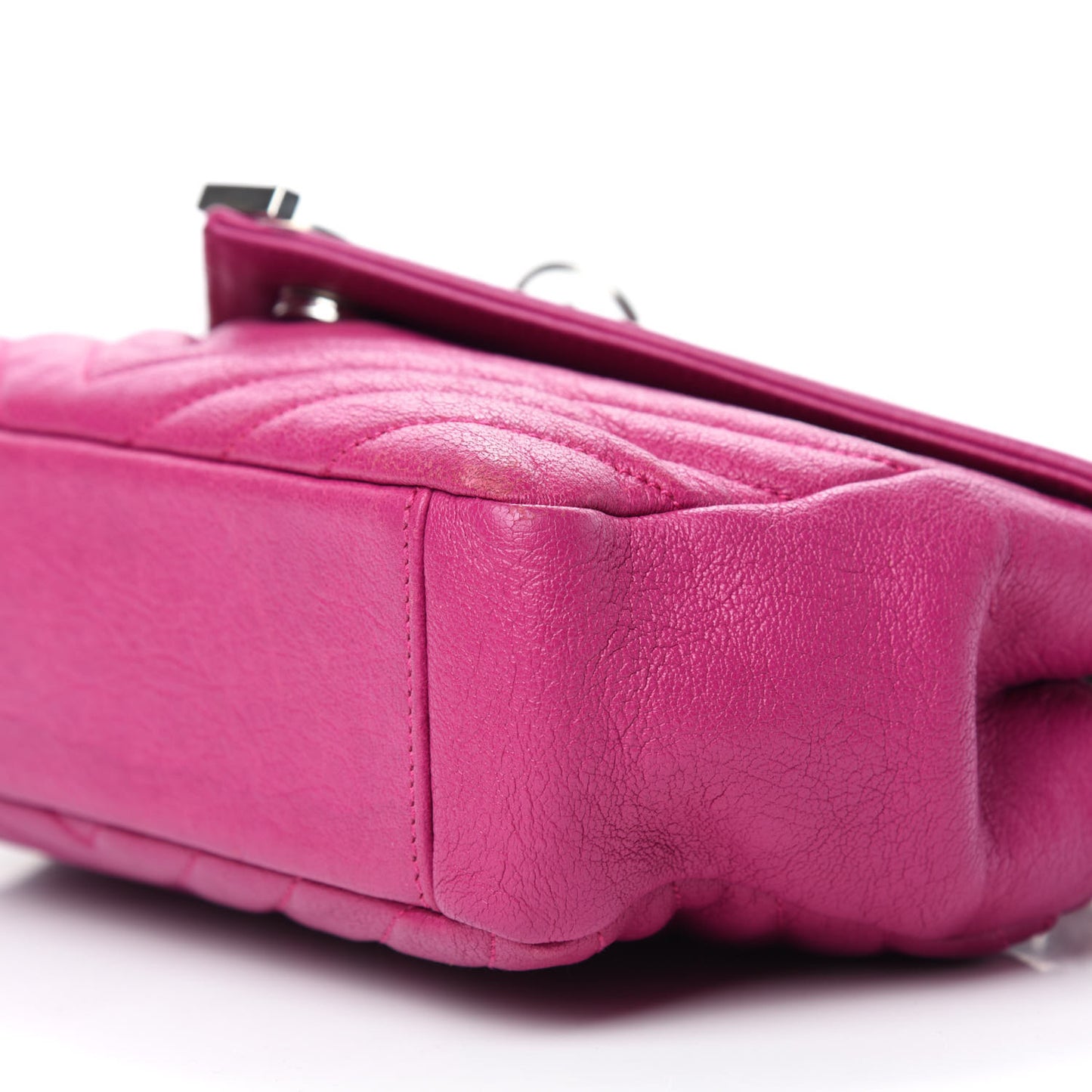 Sheepskin Matelasse Medium Monogram College Punk Chain Satchel Electric Fuxia