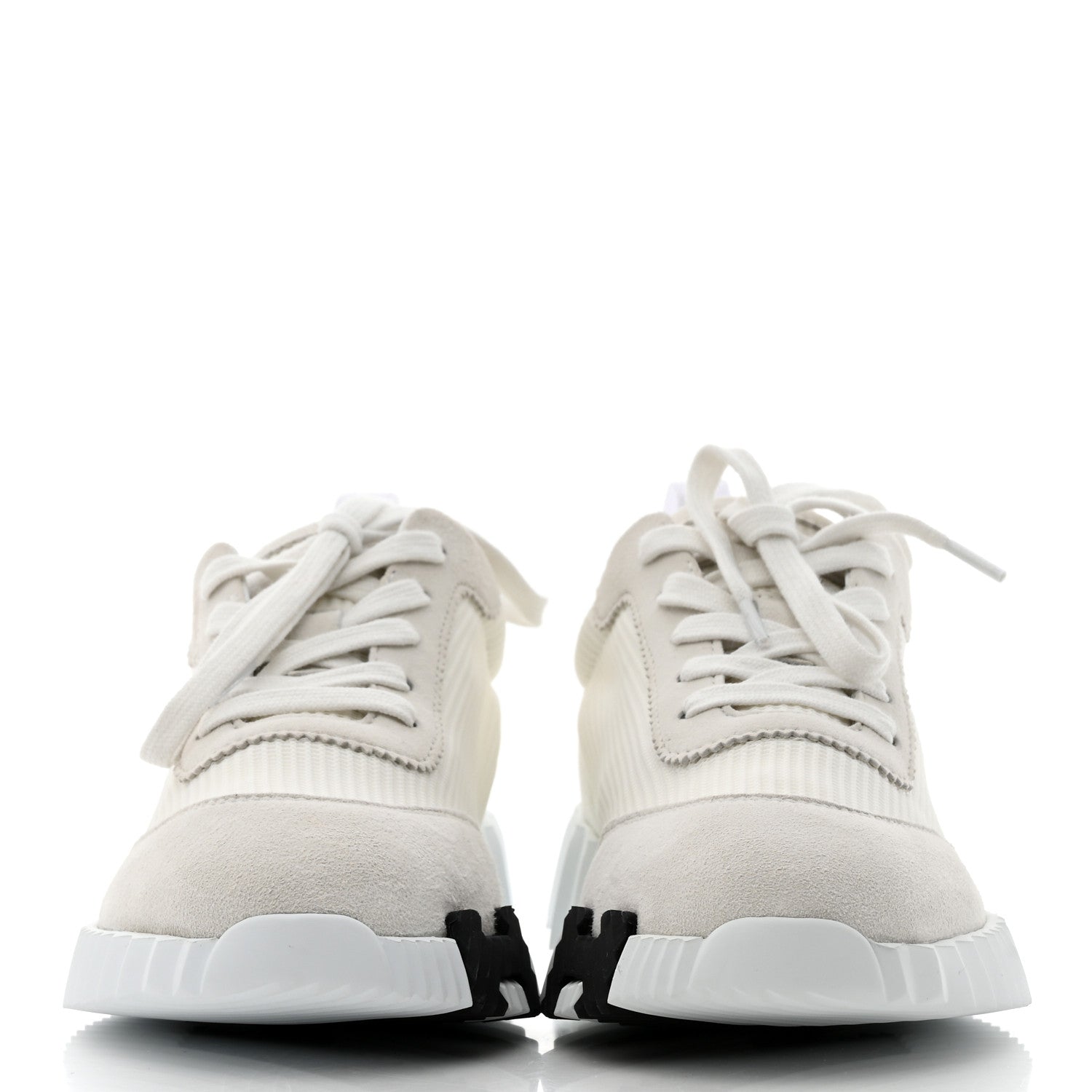 Hermes Technical Canvas Suede Goatskin Bouncing Sneakers 37.5 White 2 of 8