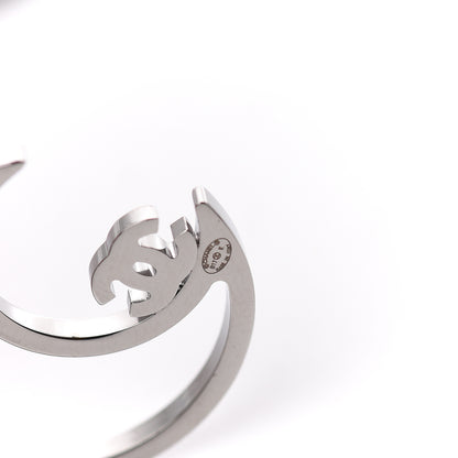 Chanel Strass Crystal CC Moon Earrings Silver 4 of 5
