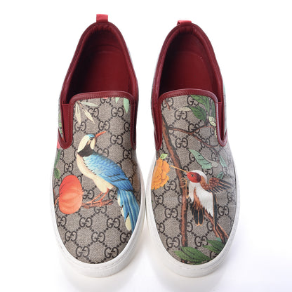 Gucci GG Supreme Monogram Tian Mens Dublin Slip On Sneakers 13 Beige Multicolor Red 8 of 14