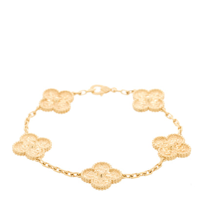 Van Cleef & Arpels 18K Yellow Gold 5 Motifs Vintage Alhambra Bracelet 1 of 5