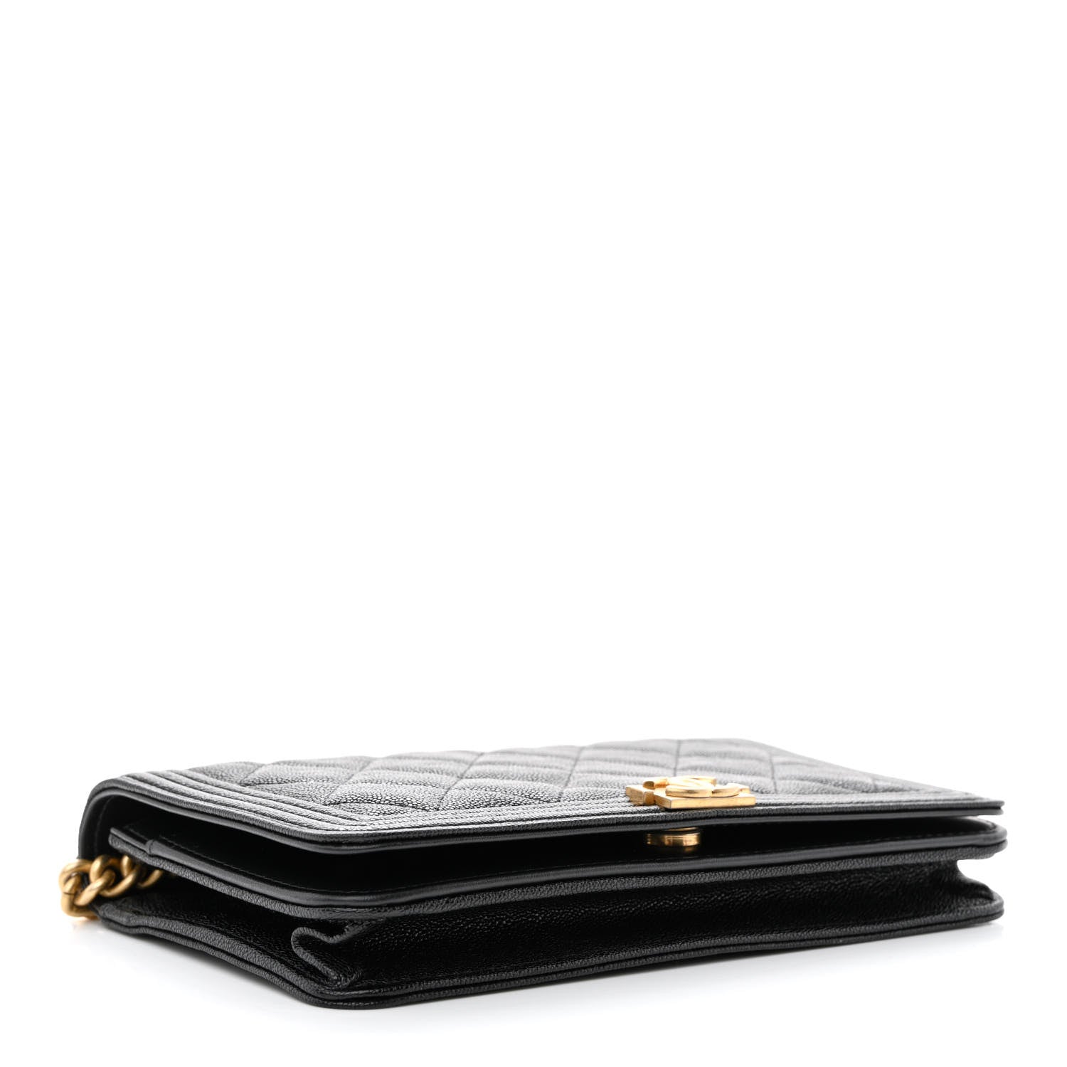 Chanel Caviar Quilted Boy Wallet On Chain WOC Black 4 of 13