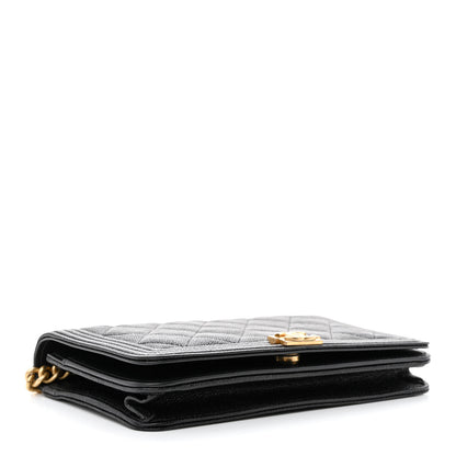 Chanel Caviar Quilted Boy Wallet On Chain WOC Black 4 of 13