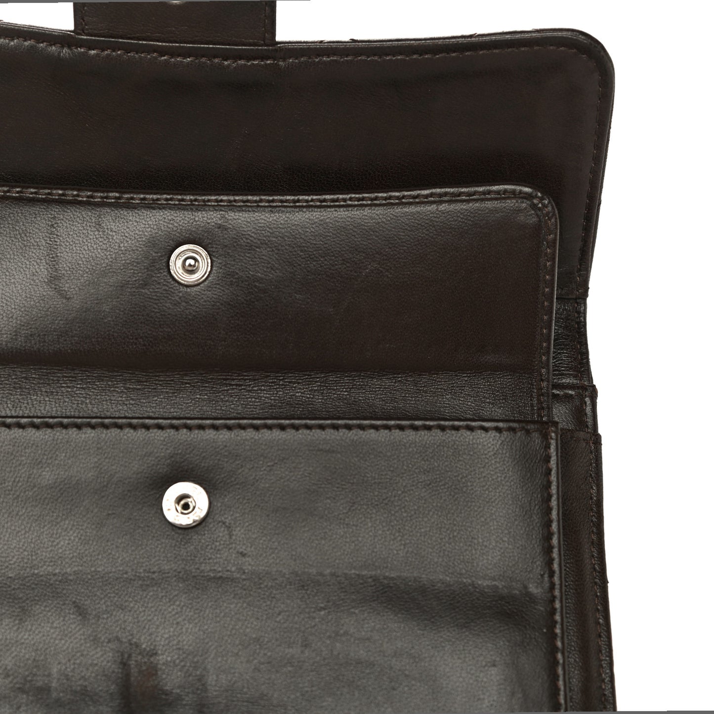 Lambskin Quilted Large Flap Wallet Dark Brown